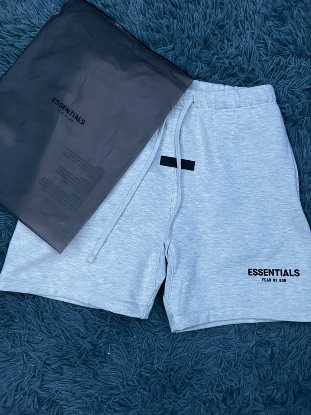 ESSENTIALS Light Gray Men's Drawstring Cotton Shorts